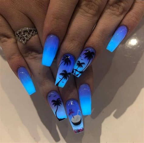 60+ Neon Nail Ideas That Are Perfect For Summer | Glow nails, Blue ...
