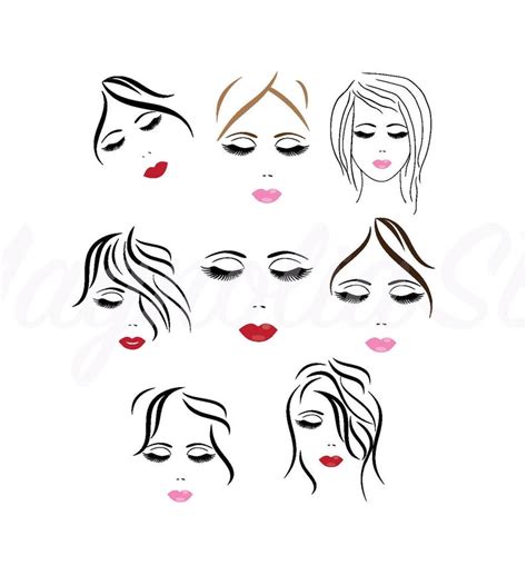 Woman Face SVG Face Silhouette DXF Woman Face Set Clipart | Etsy