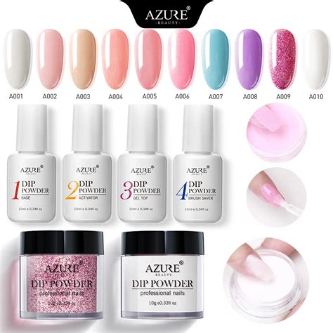 Azure Beauty New Nail Dipping Powder With Dip Base Activator Liquid Gel Nail Color Natural Dry ...