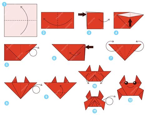 Modèle mobile de didacticiel de schéma d'origami de crabe. Origami pour ...