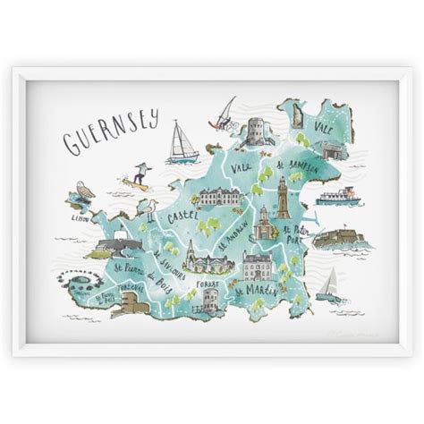 Illustrated Guernsey map in a cool contemporary style