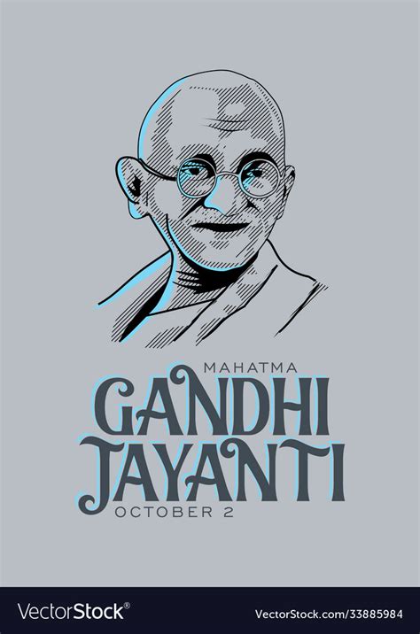 Mahatma gandhi line drawing jayanti Royalty Free Vector