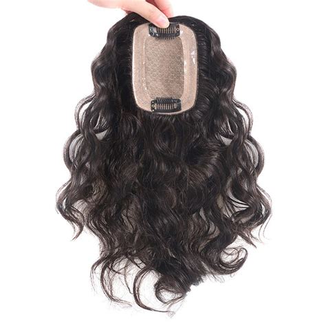 Amazon.com : Human Hair Clip in Toppers for Women Wavy Curly, 7x10cm Silk Base Topper Hair ...