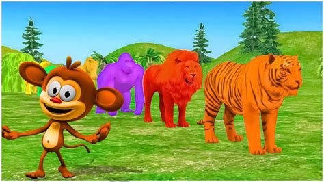 Paint Animals Tiger Cow Lion Gorilla Elephant Fountain Crossing Animal Game Funny 3d Animals ...