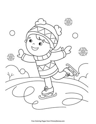 Girl Ice Skating Coloring Page • FREE Printable PDF from PrimaryGames