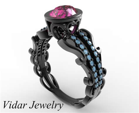 Black Gold Pink Sapphire Engagement Ring | Vidar Jewelry - Unique ...