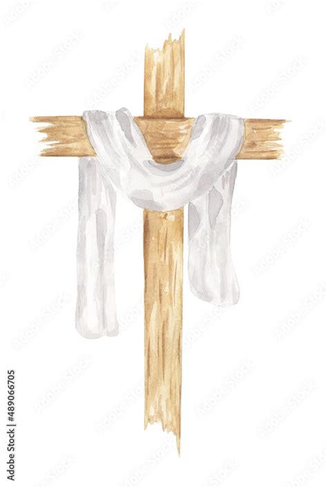 Cross Clipart, Watercolor Christian wooden cross With White Cloth ...