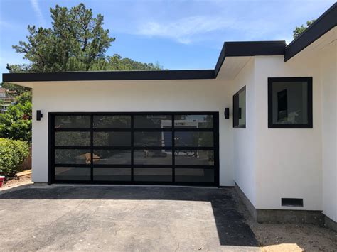 Contemporary Aluminum & Frosted Tempered (Privacy) Glass Garage Door ...