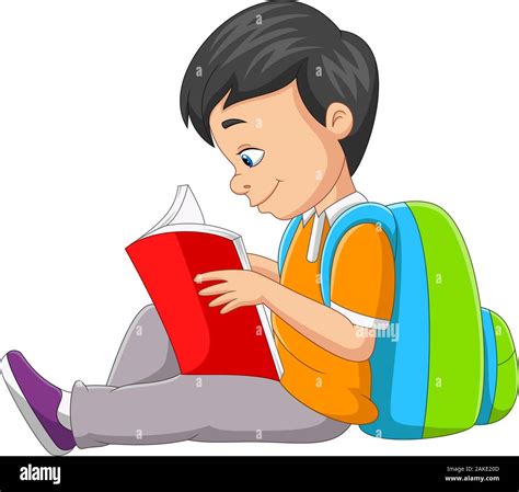 Cartoon little boy reading a book Stock Vector Image & Art - Alamy