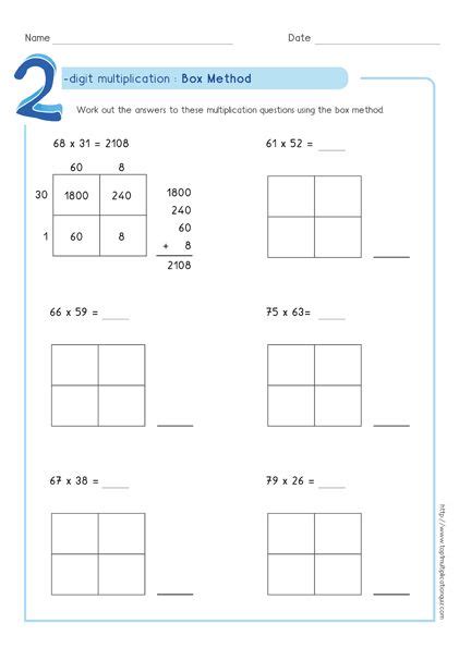 Box Method Division Worksheets