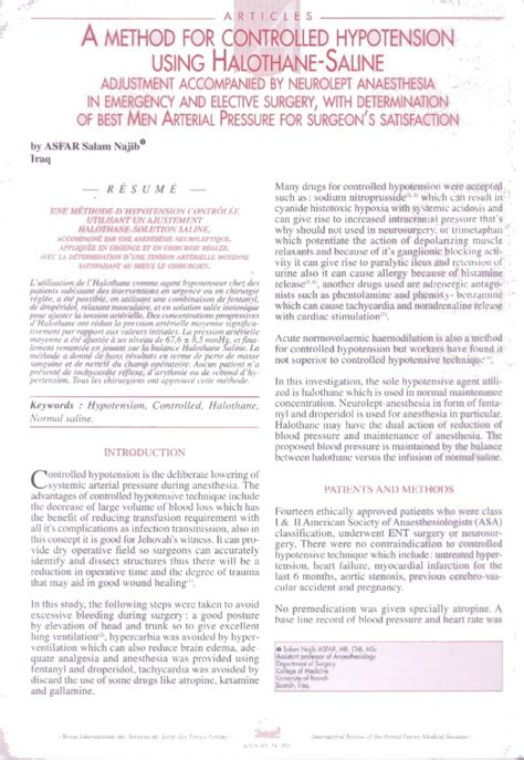 (PDF) A method for controlled hypotension