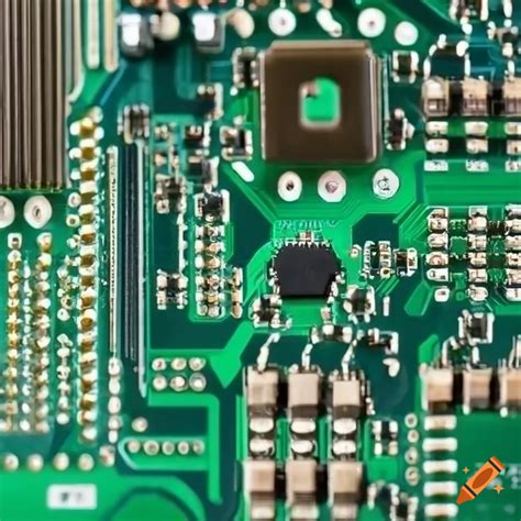 Detailed view of electronic circuit board components