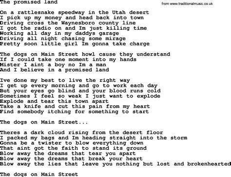 Bruce Springsteen song: The Promised Land, lyrics