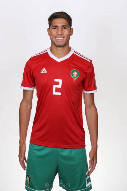 Achraf Hakimi of Morocco poses during the official FIFA World Cup 2018 ...