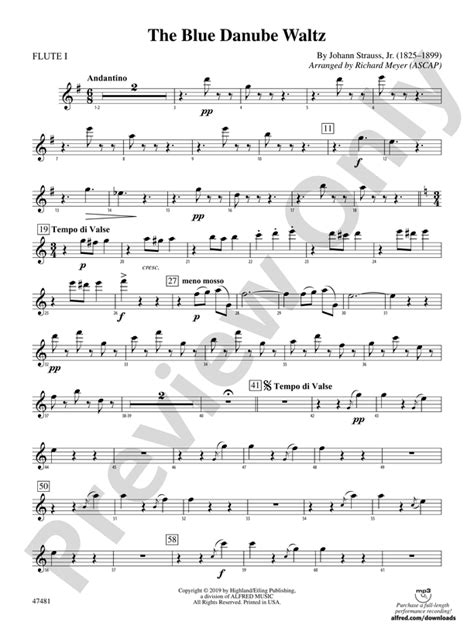 The Blue Danube Waltz: Flute: Flute Part - Digital Sheet Music Download