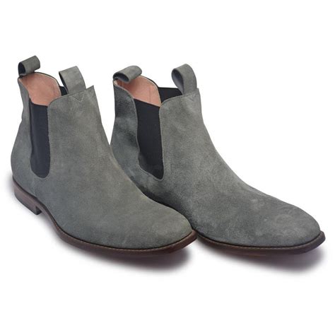 Grey suede Chelsea Leather Boots Men - Leather Skin Shop