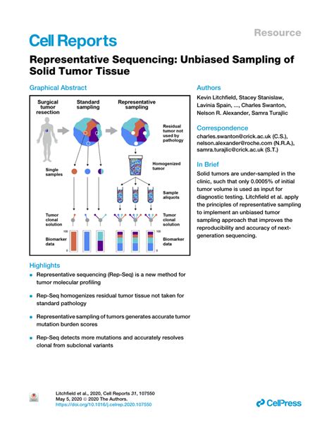 (PDF) Representative Sequencing: Unbiased Sampling of Solid Tumor Tissue