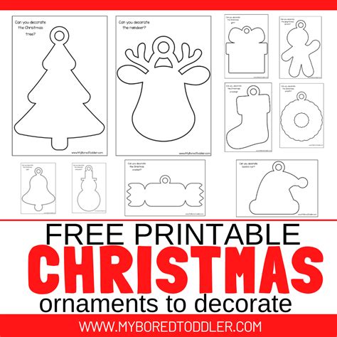 FREE PRINTABLE Christmas ornaments to decorate - My Bored Toddler