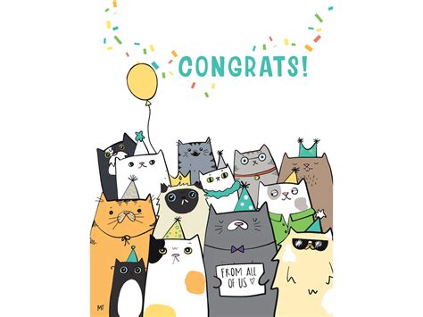 Cute Cats Congrats Card From All of Us Printable Achievement - Etsy