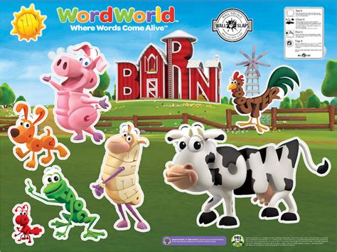 PBS Kids WordWorld Barn Animals Set Small Wall Decals – Word Factory Design