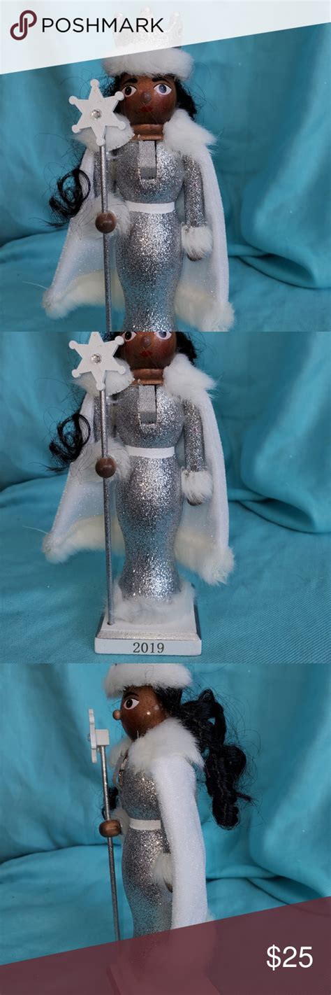 African American Snow Queen Nutcracker 8" Toy | White rhinestone, Sparkle dress, White velvet