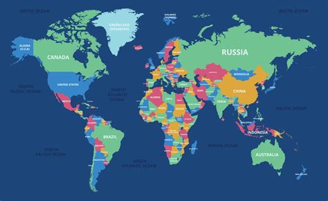 mundo mapa con país nombres 21217838 Vector en Vecteezy