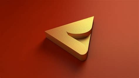 Golden Angle Right Symbol On Red Matte Gold Plate 3d Rendered Social Media Icon With An Angular ...