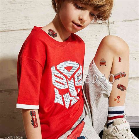 Cute Tattoo Kids Various Cartoon Car Fake Tatoo Waterproof Sticker Temporary Tattoos Art Bady ...