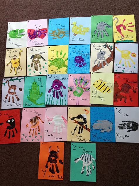 The ABC's of my children! My daughters had great fun turning their handprints into the animals ...