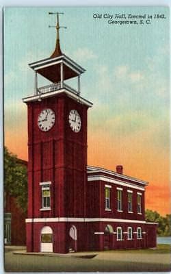 GEORGETOWN, South Carolina SC OLD CITY HALL Clock Tower c1940s Linen Postcard | eBay