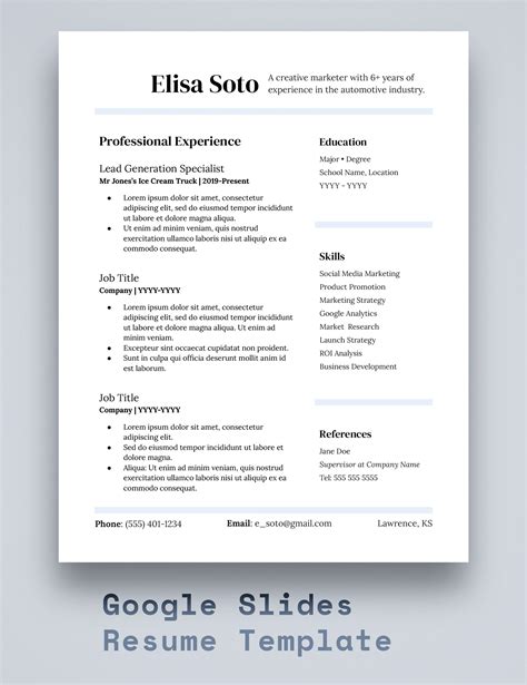 Bold Google Slides Resume Template PDF Export Google Docs | Etsy | Resume template, Resume ...