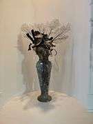 18 1/2" Metal Vase w/ Floral Arrangement - Assiter Auctioneers