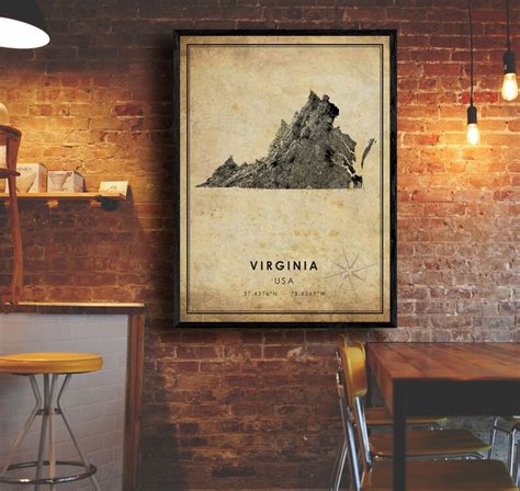 Virginia Vintage Map Print Virginia Map Virginia Map Art | Etsy