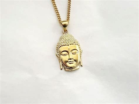 14k 18k solid gold Buddha necklace pendant gold womens mens | Etsy