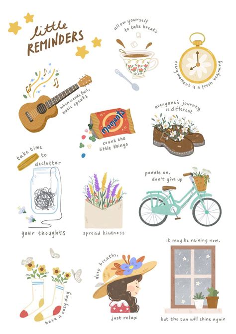 Aesthetic positive self care reminder stickers Printable Stickers, Cute Stickers, Journey Music ...