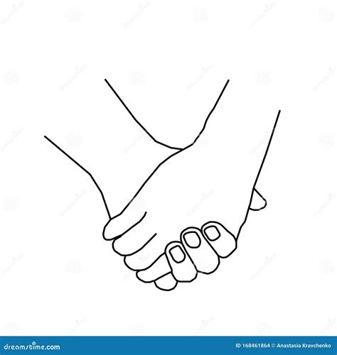 Continuous Line Drawing Of Holding Hands Together White Background ...