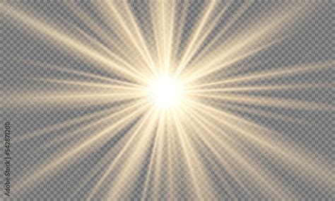 Bright sun flare. Sun on a transparent background. Bright sunshine ...