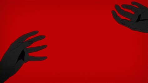 two hands reaching towards each other on a red background
