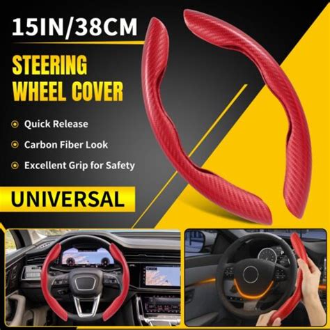 2x Universal Carbon Fiber Car Steering Wheel Booster Cover Non-Slip Red 15"/38cm 600609640722 | eBay