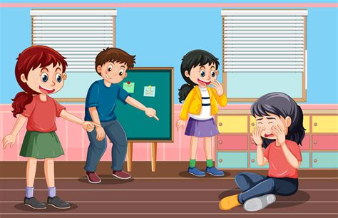 School bullying with student cartoon characters 12066786 Vector Art at ...