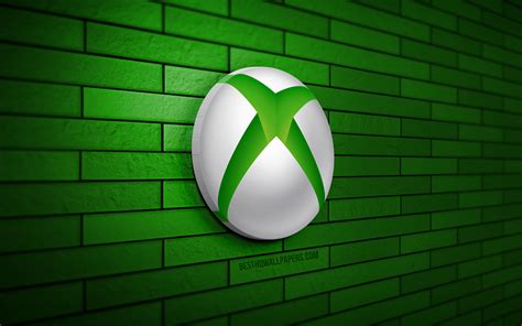 Download wallpapers Xbox 3D logo, 4K, green brickwall, creative, brands, Xbox logo, 3D art, Xbox ...