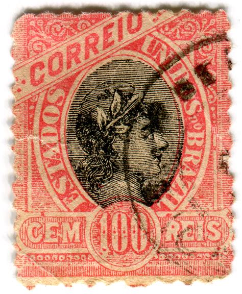 Brazil postage stamp: red Correio | c. 1890s more vintage st… | Flickr