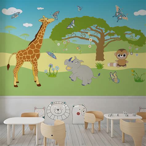 Giraffe Nature Nursery Wallpaper – Myindianthings