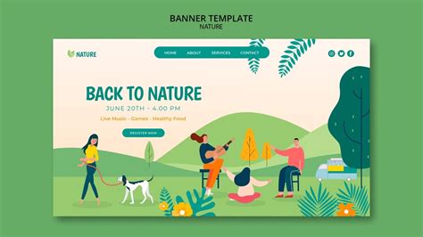 Free PSD | Flat design nature entertainment banner template