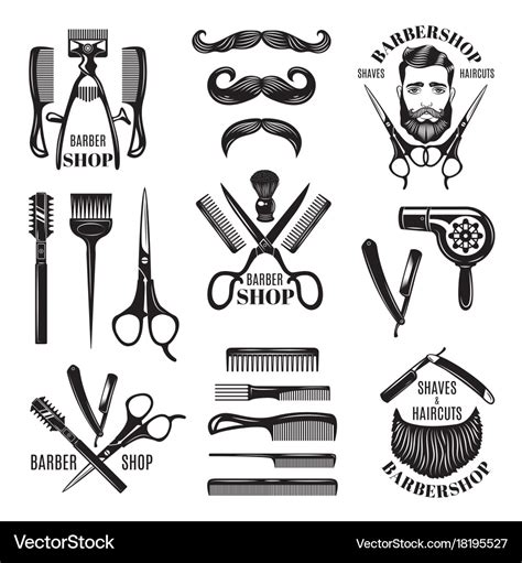 Set of different barber shop tools Royalty Free Vector Image