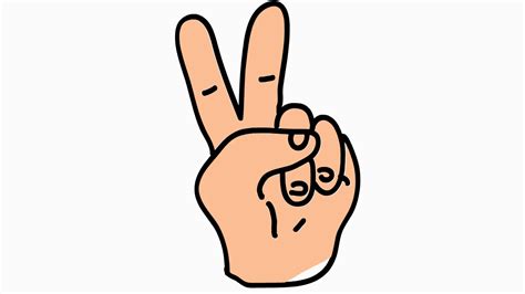 victory finger icon cartoon illustration hand drawn animation ...