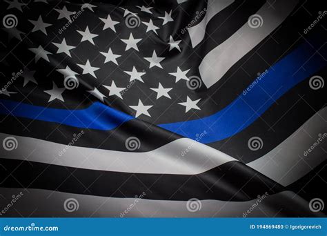 Police Thin Blue Line Flag stock photo. Image of officer - 194869480