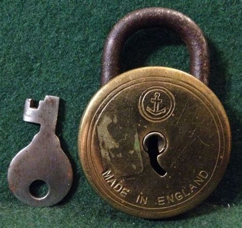 Highly Collectable Scarce Antique Brass Circular Padlock with Anchor Motif & Key | eBay ...