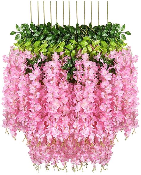 Artificial Hanging Wisteria Flower Vine (Pink, Set Of 6): Amazon.in ...