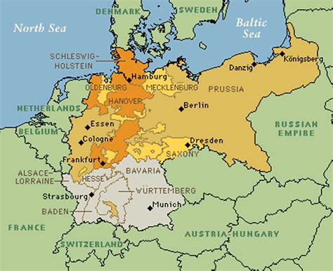 Map of German unification - North German Confederation - German Empire 1871